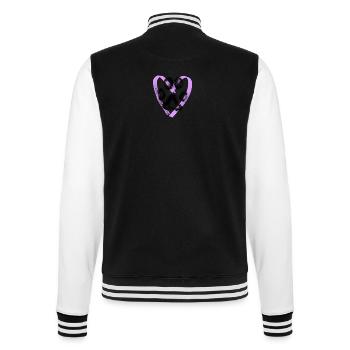 Pfotenabdruck mit Herz, lila - College-Sweatjacke - Schwarz/Weiß - Hinten - Marisol (170cm)