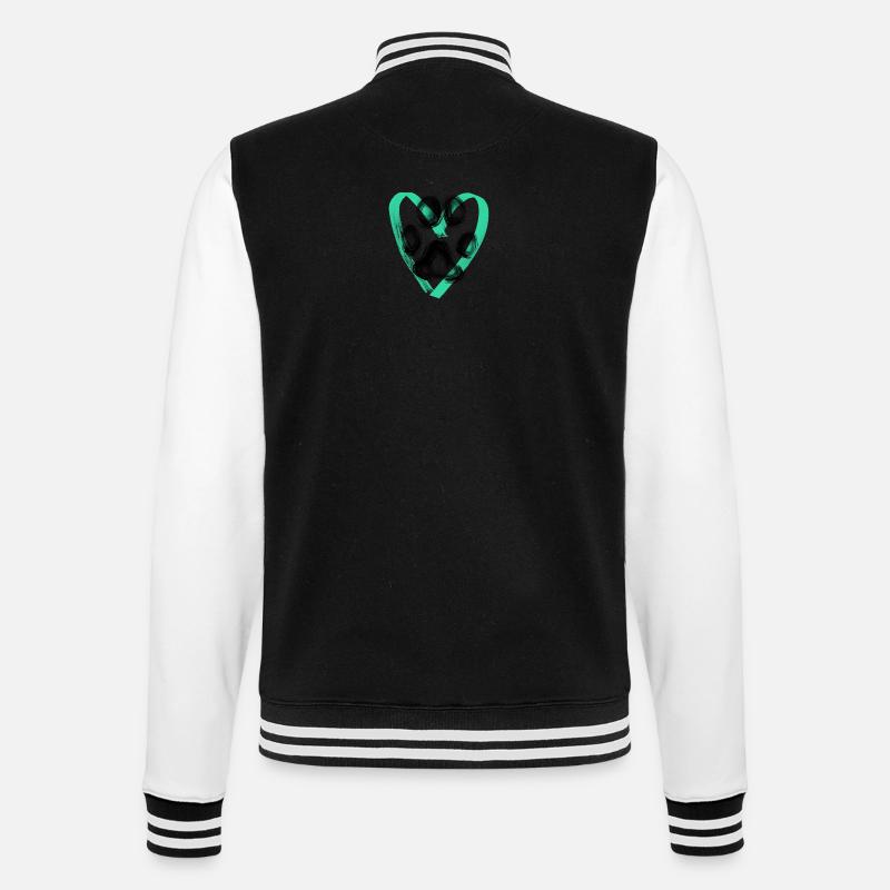 Paw print with heart, turquoise - College Sweat Jacket - black/white