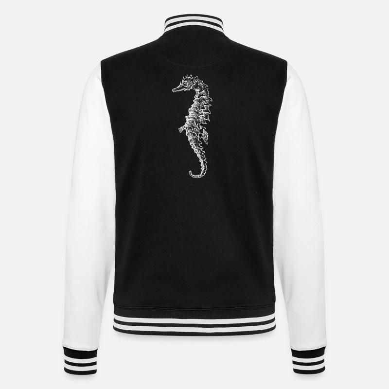 Seepferdchen - College-Sweatjacke - Schwarz/Weiß