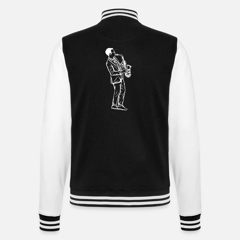 Dessin de garçon au saxophone - Veste Teddy - noir/blanc