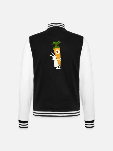 Hase mit Schultuete - College-Sweatjacke - Schwarz/Weiß