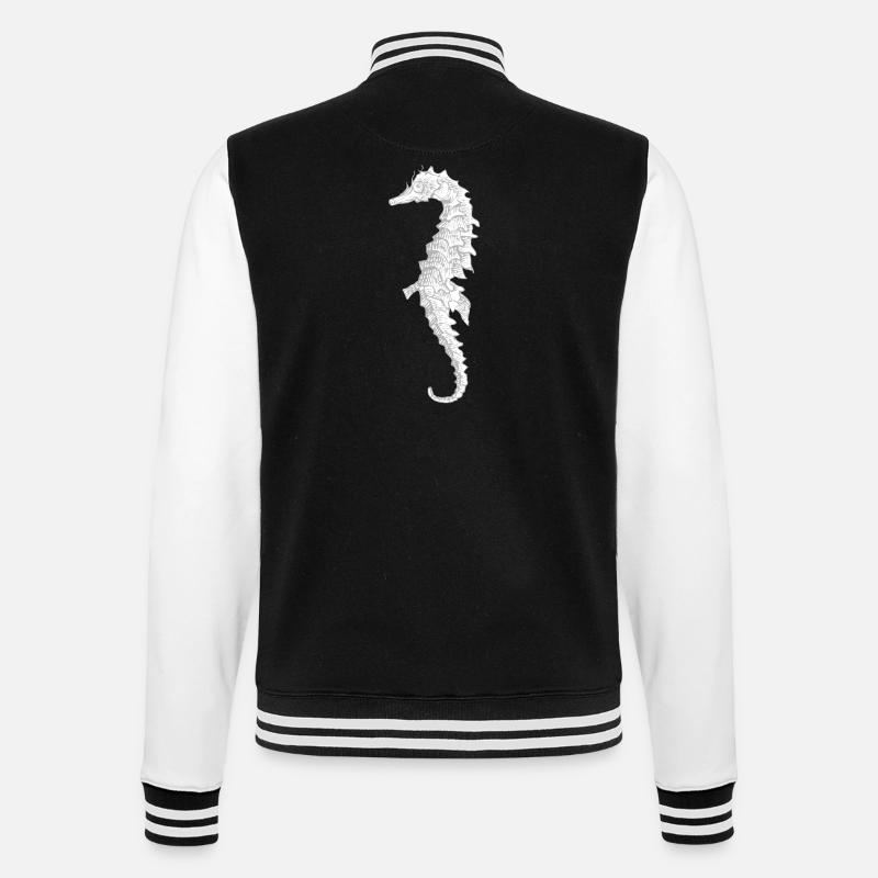 Seepferdchen - College-Sweatjacke - Schwarz/Weiß