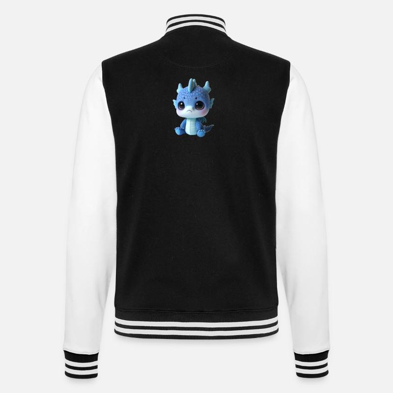 Cute Dragon Plush Charm - College Sweat Jacket - black/white