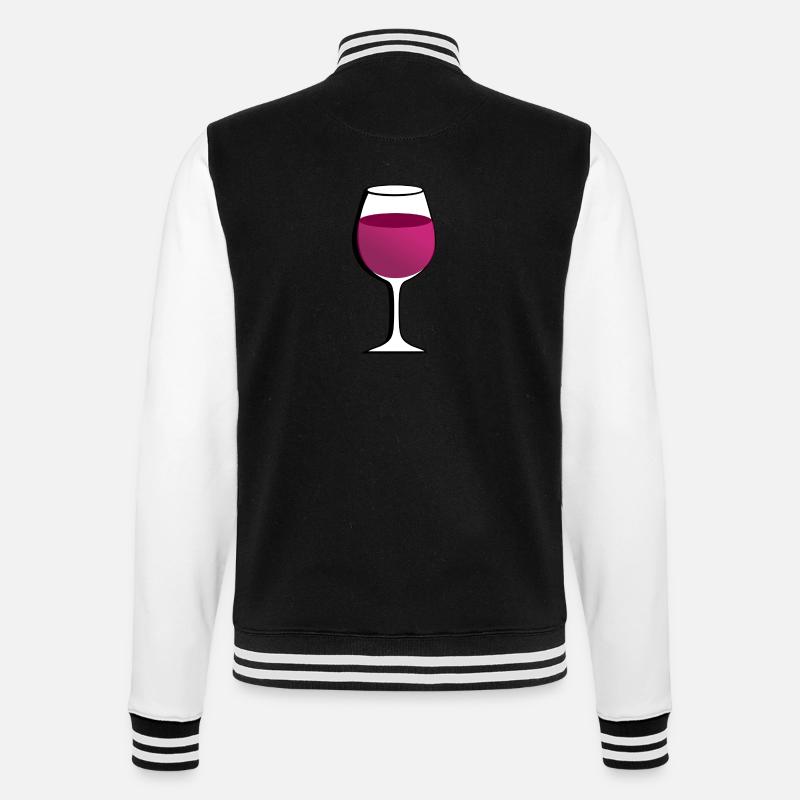 Glas mit rotem Wein - College-Sweatjacke - Schwarz/Weiß