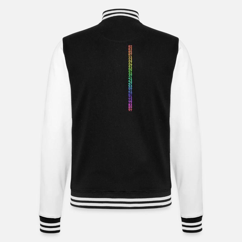 Primes from 1 to 100 for dark background - College Sweat Jacket - black/white