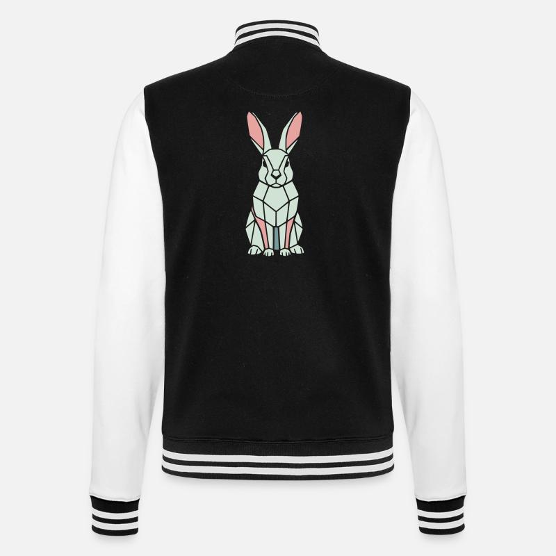 Geometric Bunny Low Poly Modern - College Sweat Jacket - black/white