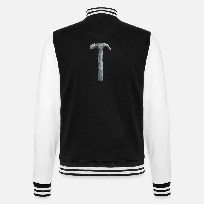 Low Poly Hammer - Artisan Tool - College Sweat Jacket - black/white