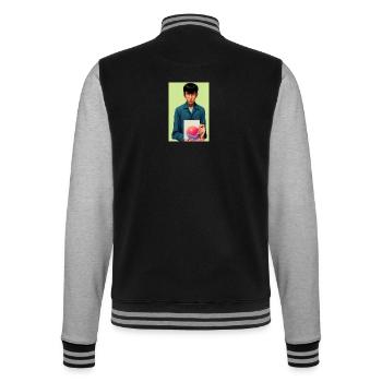 Bubble Gum Art Image - Selfie Artwork on LSD - College Sweat Jacket - black/heather grey - Back - Marisol (170cm)