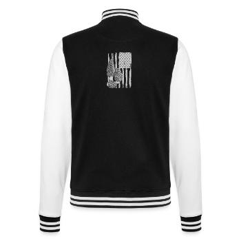 Mushroom Hunter USA Flag American Flag - College Sweat Jacket - black/white - Back - Marisol (170cm)