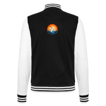 Segeln am Tegernsee - Stylisches Retro-Design - College-Sweatjacke - Schwarz/Weiß - Hinten - Marisol (170cm)