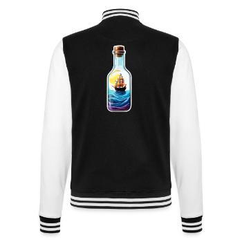 Navire dans une bouteille / Message dans une bouteille / Ahoy / ancre - Veste Teddy - noir/blanc - Dos - Marisol (170cm)