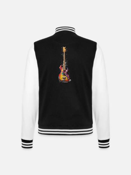 BassVibes, Pulse of the Bass, Gitarre, Gitarre - College-Sweatjacke - Schwarz/Weiß