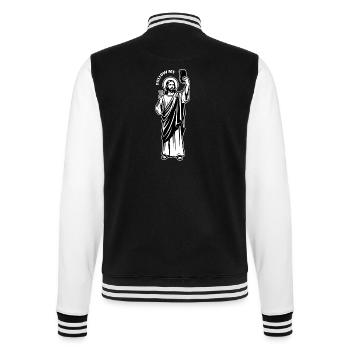 Follow Me - Jesus Christ Selfie - Dank Meme - College Sweat Jacket - black/white - Back - Marisol (170cm)