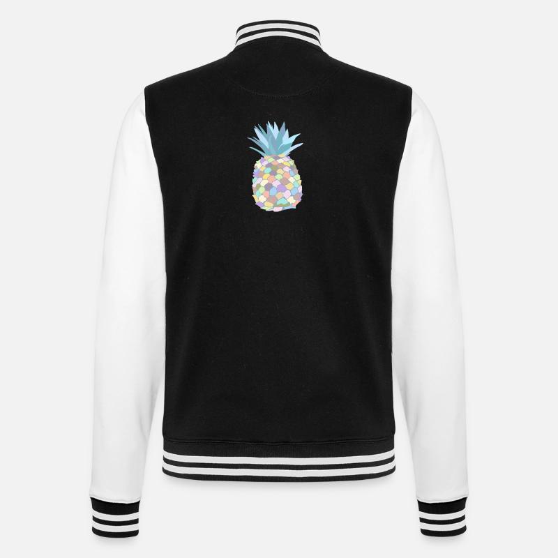 Pastellfarbene Ananas - College-Sweatjacke - Schwarz/Weiß