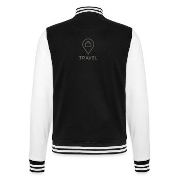 Minimalistisches Travel-Icon – Location & Koffer - College-Sweatjacke - Schwarz/Weiß - Hinten - Marisol (170cm)