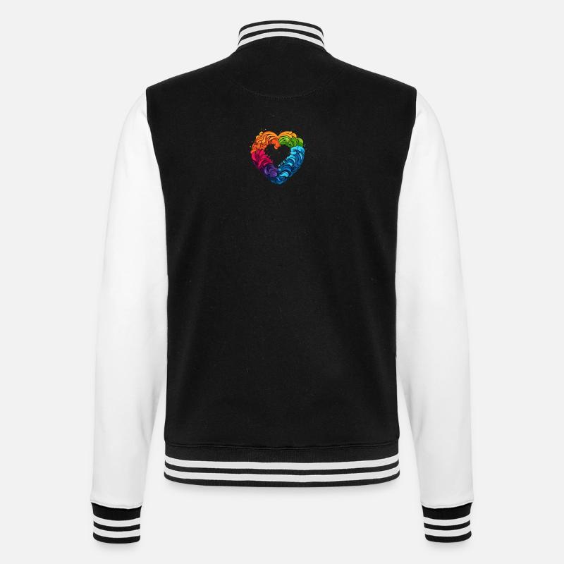 LGBTQIA+ Regenbogenherz - College-Sweatjacke - Schwarz/Weiß