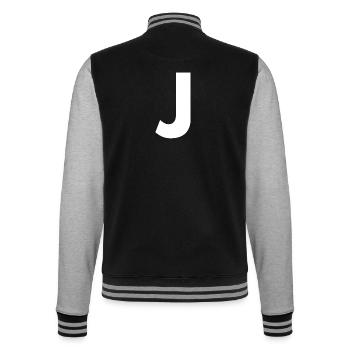 J - College-Sweatjacke - Schwarz/Grau meliert - Hinten - Marisol (170cm)