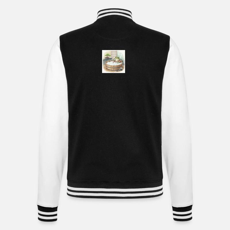 Elegant Frogsome Bath Time Scene - College Sweat Jacket - black/white