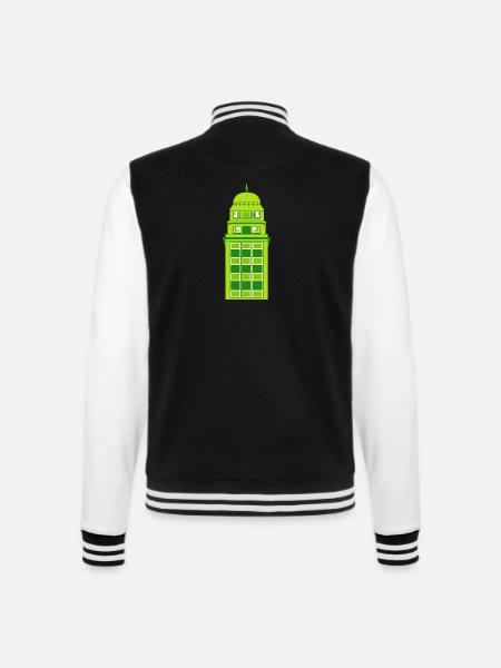 Retro Green Tower Clock - College Sweat Jacket - black/white