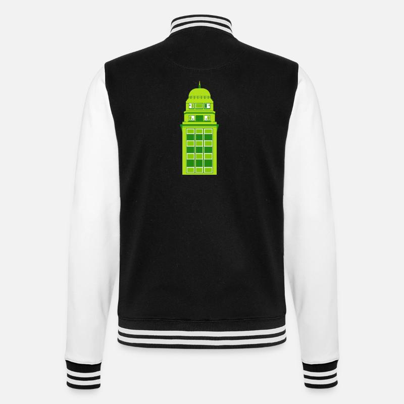 Retro Green Tower Clock - College Sweat Jacket - black/white