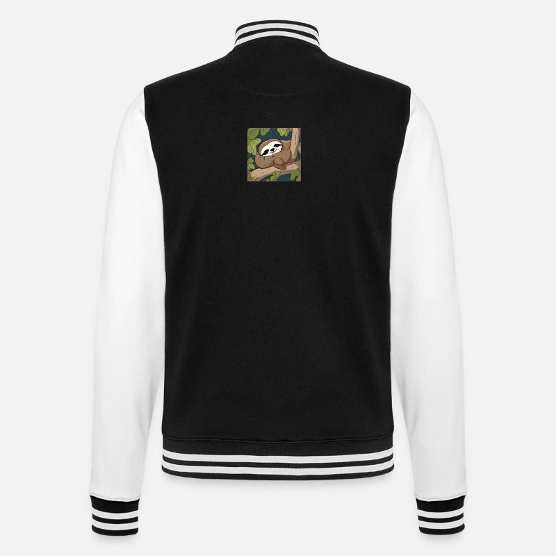 Cute sleeping sloth - College Sweat Jacket - black/white