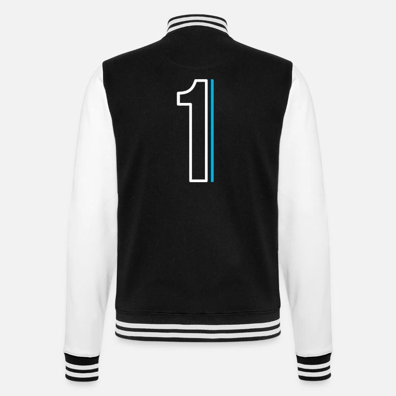 Nummer 1 - Eins - College-Sweatjacke - Schwarz/Weiß