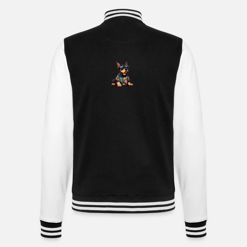 Dobermann Hund Cool Sommer - College-Sweatjacke - Schwarz/Weiß
