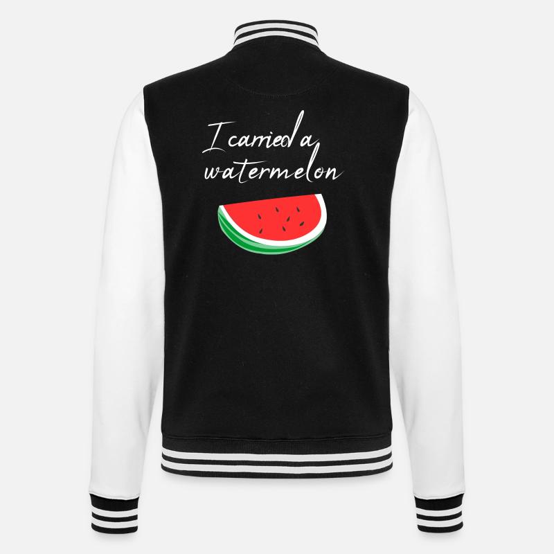 Ich habe eine Wassermelone getragen / Geschenk - College-Sweatjacke - Schwarz/Weiß