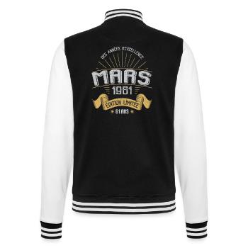 61 Ans Anniversaire Vintage Né(e) en Mars 1961 - Veste Teddy - noir/blanc - Dos - Marisol (170cm)