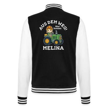 Melina Name Traktor - College-Sweatjacke - Schwarz/Weiß - Hinten - Marisol (170cm)