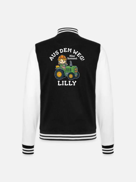 Lilly Name Traktor - College-Sweatjacke - Schwarz/Weiß