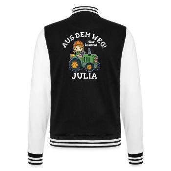 Julia Name Traktor - College-Sweatjacke - Schwarz/Weiß - Hinten - Marisol (170cm)