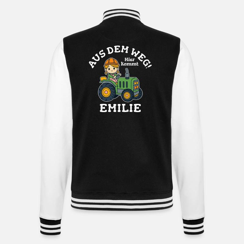 Emilie Name Traktor - College-Sweatjacke - Schwarz/Weiß