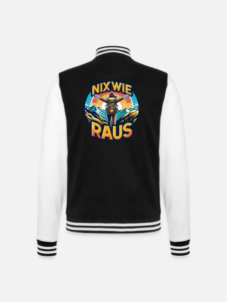 Nix wie raus - in die Natur - auf die Berge - College-Sweatjacke - Schwarz/Weiß