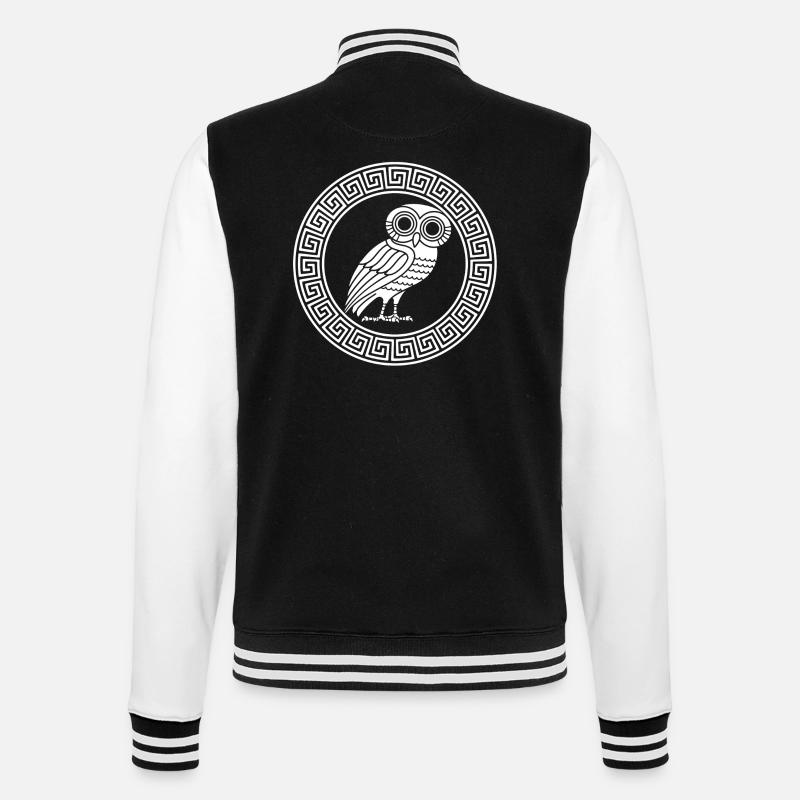 Griechisches Symbol der weißen Eule - College-Sweatjacke - Schwarz/Weiß