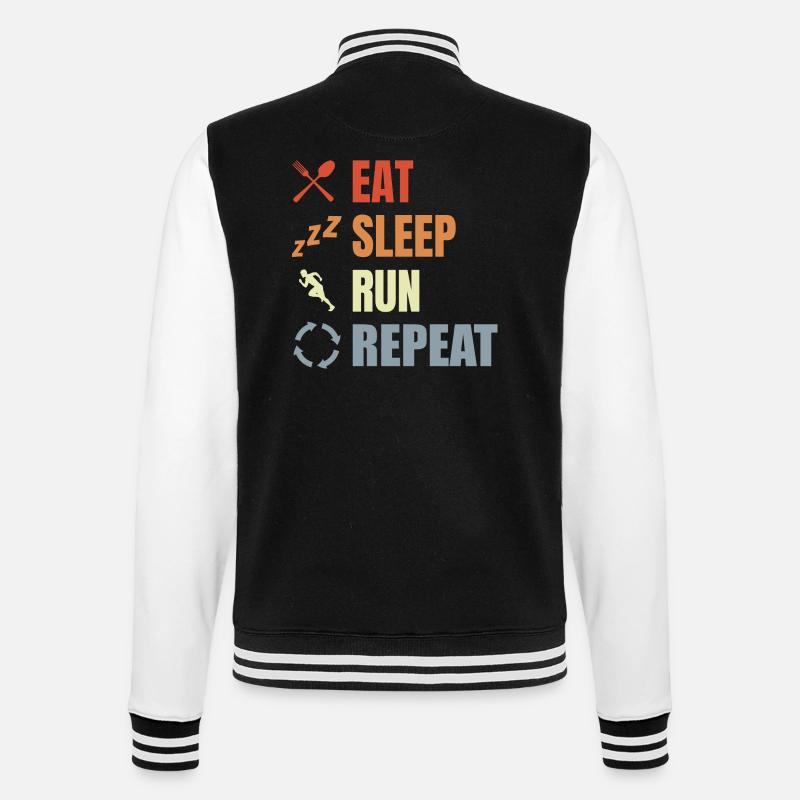 Manger, dormir, courir, répéter - Veste Teddy - noir/blanc
