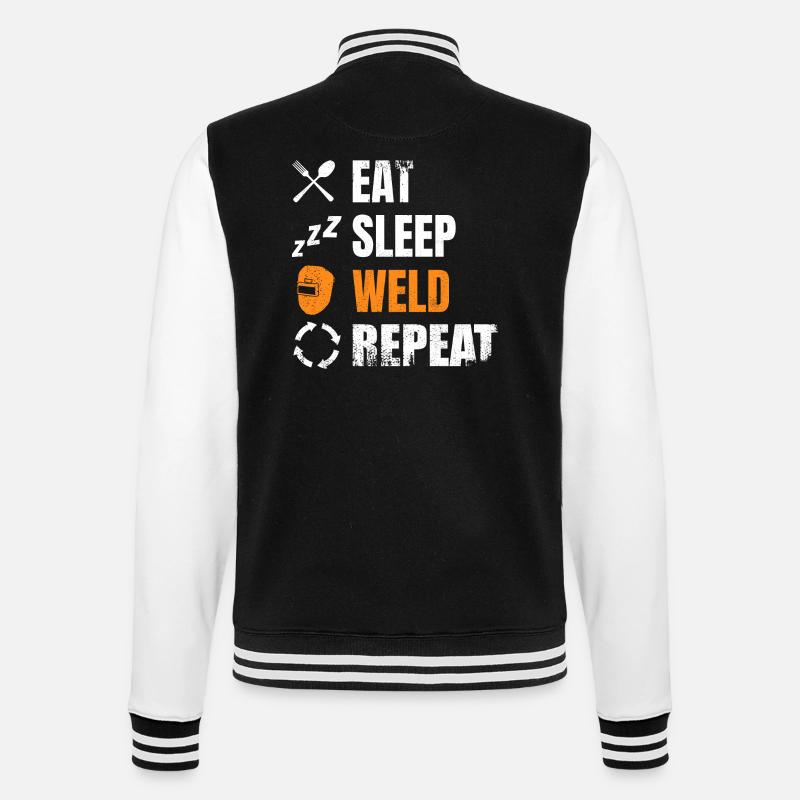 Eat, sleep, weld, repeat - College Sweat Jacket - black/white