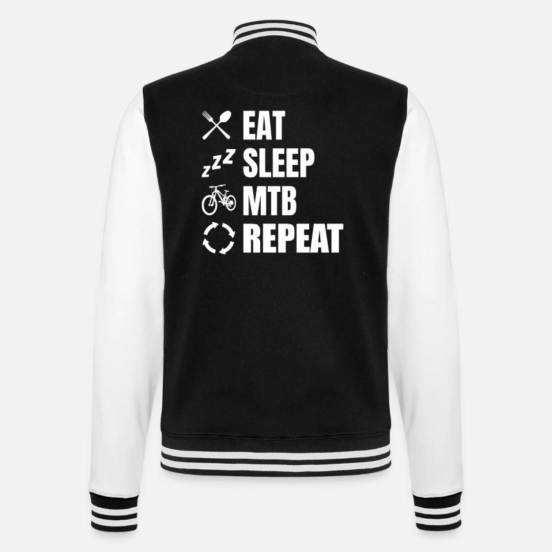 Eat Sleep MTB Repeat - College-Sweatjacke - Schwarz/Weiß