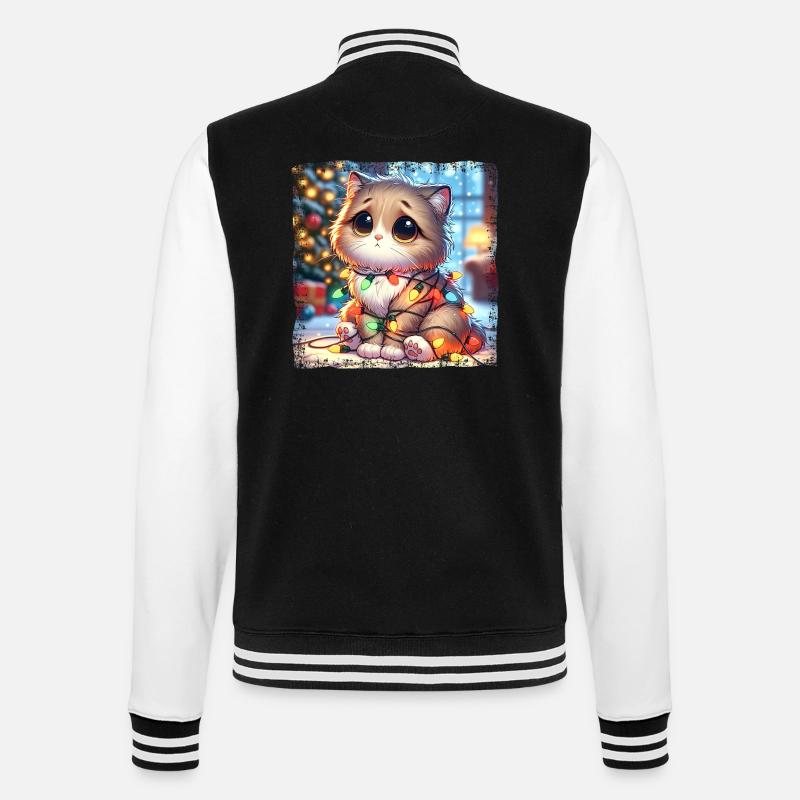 Cute Christmas Cat Clumsy Tangled - College Sweat Jacket - black/white