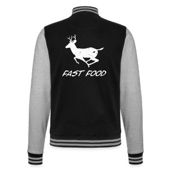 Fast Food - College-Sweatjacke - Schwarz/Grau meliert - Hinten - Marisol (170cm)