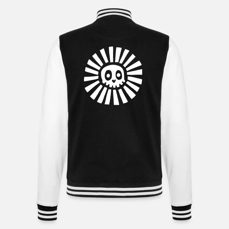 White Sunny Skull - College Sweat Jacket - black/white