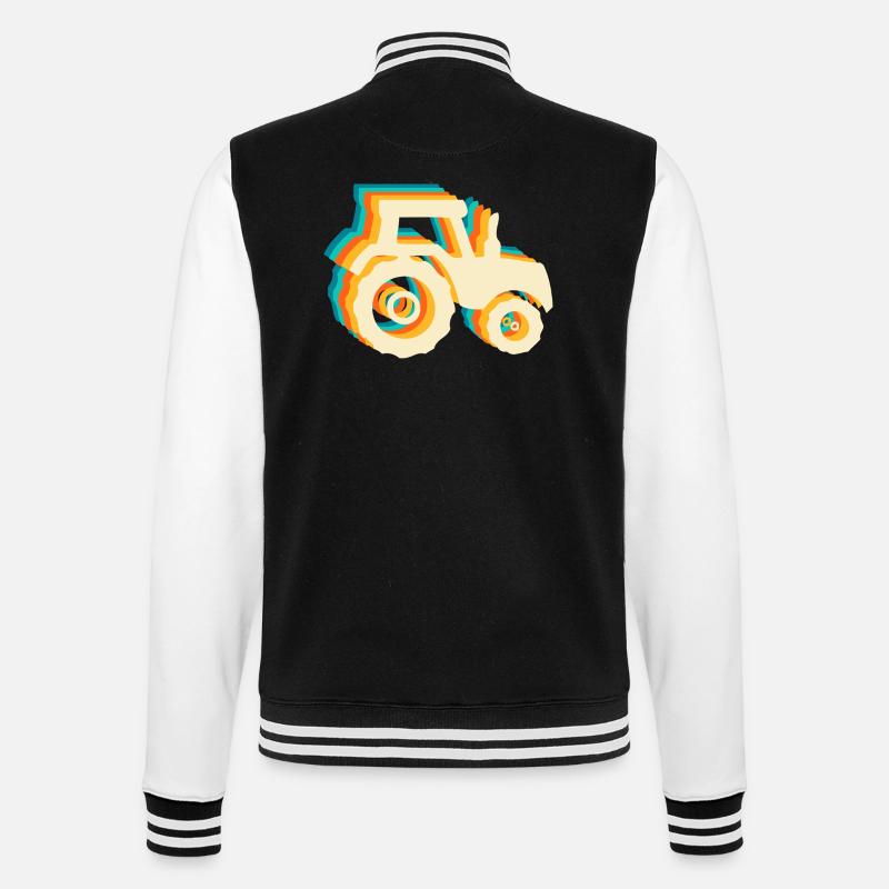 Retro-Traktor - College-Sweatjacke - Schwarz/Weiß