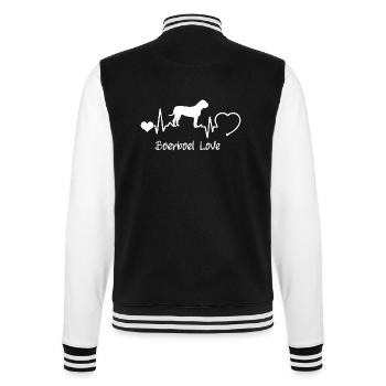 Boerboel mit Herzschlag - College-Sweatjacke - Schwarz/Weiß - Hinten - Marisol (170cm)