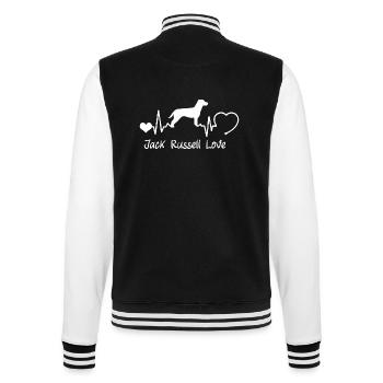 Jack Russell Terrier mit Herzschlag - College-Sweatjacke - Schwarz/Weiß - Hinten - Marisol (170cm)