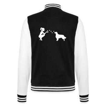 Golden Retriever mit Frau - College-Sweatjacke - Schwarz/Weiß - Hinten - Marisol (170cm)