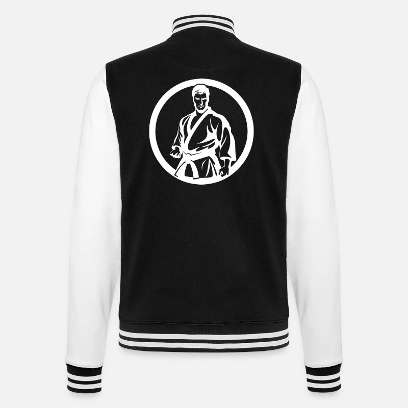 Karateka Drawing - College Sweat Jacket - black/white