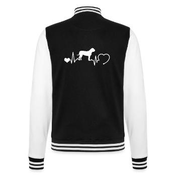 Boerboel mit Herzschlag - College-Sweatjacke - Schwarz/Weiß - Hinten - Marisol (170cm)