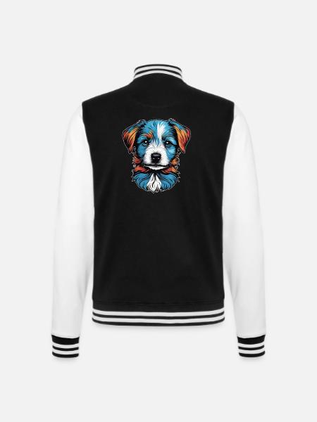 Porträt eines kleinen blauen Hundes - College-Sweatjacke - Schwarz/Weiß