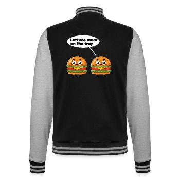 Salatfleisch auf dem Tablett lustiges Burger-Wortspiel - College-Sweatjacke - Schwarz/Grau meliert - Hinten - Marisol (170cm)