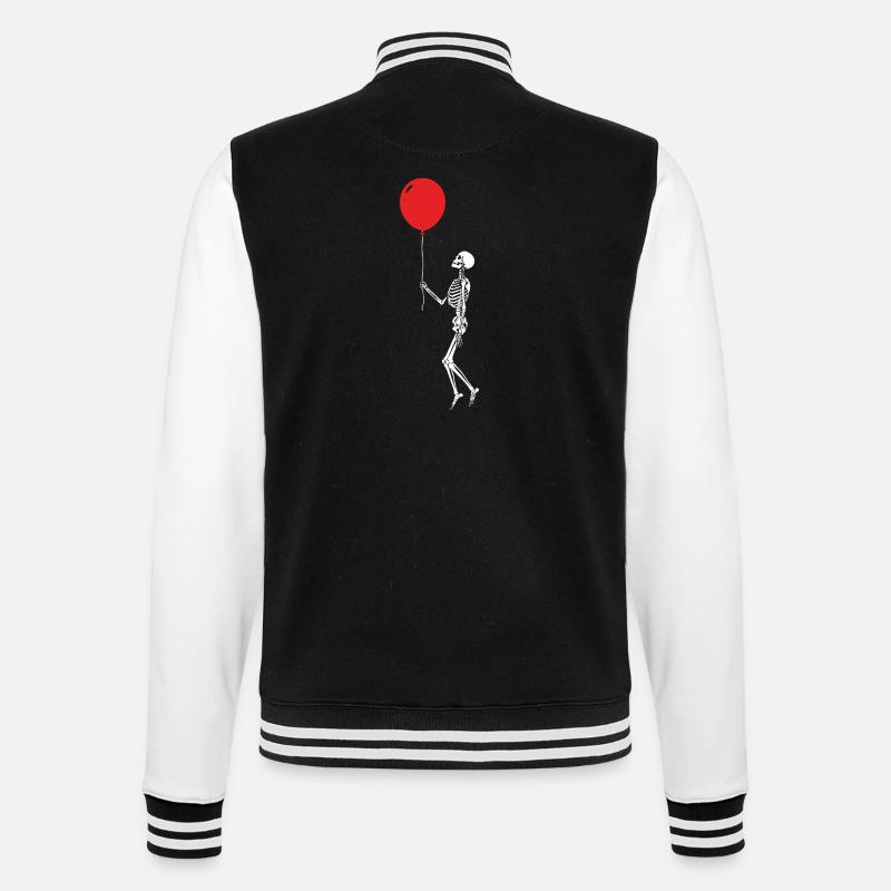 Skeleton with Red Balloon - College Sweat Jacket - black/white
